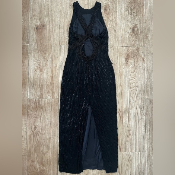 Vintage Handed Beaded Black Gown - Picture 6 of 8